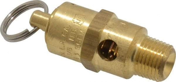 Kingston - 1/8" Inlet, ASME Safety Relief Valve - 100 Max psi, Brass - Industrial Tool & Supply