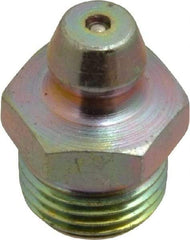 PRO-LUBE - Straight Head Angle, 1/8-27 PTF Steel Standard Grease Fitting - 7/16" Hex, 16.8mm Overall Height, 7.1mm Shank Length, Zinc Plated Finish - Industrial Tool & Supply
