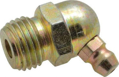 PRO-LUBE - 65° Head Angle, 1/4-18 NPT Steel Standard Grease Fitting - 9/16" Hex, 24.6mm Overall Height, 8.7mm Shank Length, Zinc Plated Finish - Industrial Tool & Supply