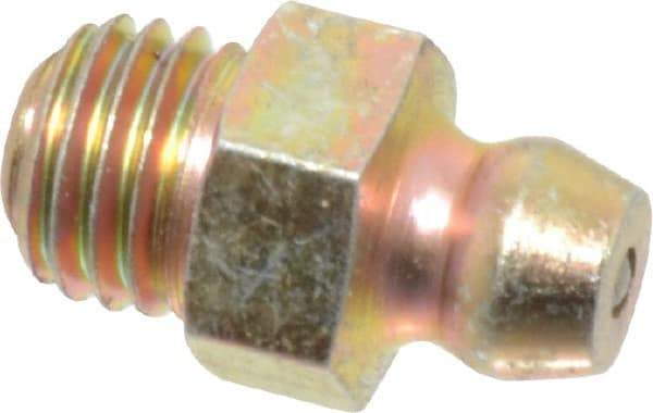 PRO-LUBE - Straight Head Angle, 5/16-24 UNF Steel Standard Grease Fitting - 7/16" Hex, 16.7mm Overall Height, 6.35mm Shank Length, Zinc Plated Finish - Industrial Tool & Supply
