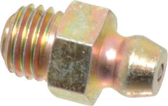PRO-LUBE - Straight Head Angle, 5/16-24 UNF Steel Standard Grease Fitting - 7/16" Hex, 16.7mm Overall Height, 6.35mm Shank Length, Zinc Plated Finish - Industrial Tool & Supply