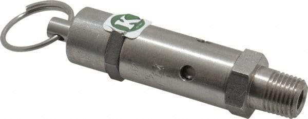 Kingston - 1/4" Inlet, ASME Safety Relief Valve - 125 Max psi, Stainless Steel - Industrial Tool & Supply