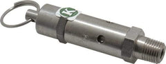Kingston - 1/4" Inlet, ASME Safety Relief Valve - 125 Max psi, Stainless Steel - Industrial Tool & Supply