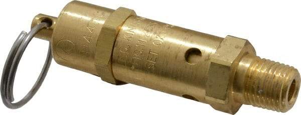 Kingston - 1/4" Inlet, ASME Safety Relief Valve - 25 Max psi, Brass - Industrial Tool & Supply