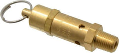 Kingston - 1/4" Inlet, ASME Safety Relief Valve - 100 Max psi, Brass - Industrial Tool & Supply