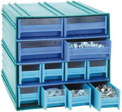 Quantum Storage - 6 Drawer, Black, High Impact Styrene, Interlocking Storage Cabinet with Drawers - 11-3/4" Wide x 11-3/8" Deep x 11-1/8" High Body, 5-5/8" Wide x 11" Deep x 3-5/16" High Drawers - Industrial Tool & Supply