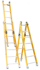 Made in USA - 8' High, Type IAA Rating, Fiberglass Extension Ladder - Industrial Tool & Supply