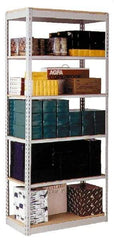 Hallowell - 6 Shelf Add-On Box Edge Open Steel Shelving - 450 Lb Capacity, 48" Wide x 87" High x 18" Deep, Gray - Industrial Tool & Supply