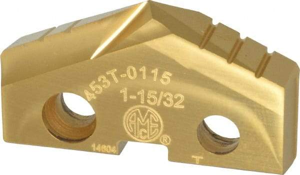 Allied Machine and Engineering - 1-15/32" Diam x 1/4" Thick, Seat Code 3, 132° Included Angle Spade Drill Insert - TiN Coated, Cobalt, Series GEN2 T-A - Industrial Tool & Supply