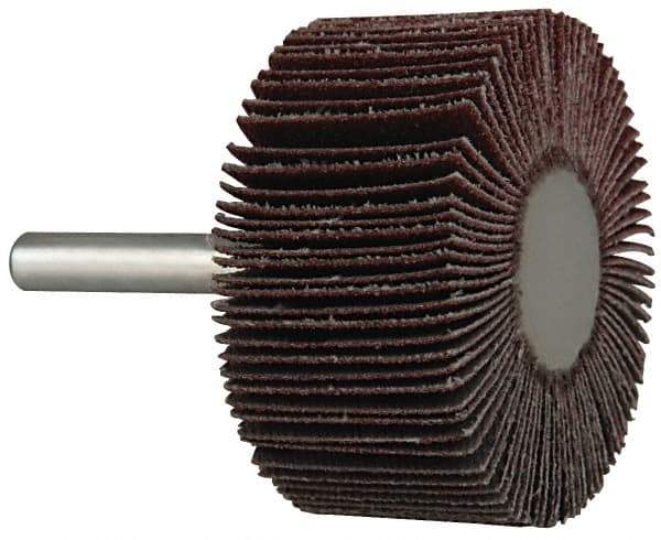 Value Collection - 2" Diam x 1" Face Width, Medium Aluminum Oxide Coated Mounted Flap Wheel - 1/4" Shank Mount, 80 Grit, 25,000 Max RPM - Industrial Tool & Supply