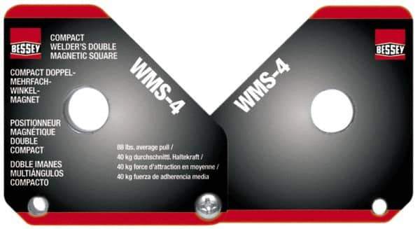 Bessey - 0 to 180° Holding Angle, 110 Lb Max Pull, Double Magnetic Welding & Fabrication Adjustable Square - 3-3/8" High x 6-1/8" Wide x 5/8" Deep - Industrial Tool & Supply