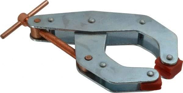 Kant Twist - 1,700 Lb, 4-1/2" Max Opening, 2-1/4" Open Throat Depth, 3-13/16" Closed Throat Depth, Cantilever Clamp - Polyurethane Jaw, T-Handle, 6-1/2" OAL, 7" Max Width - Industrial Tool & Supply