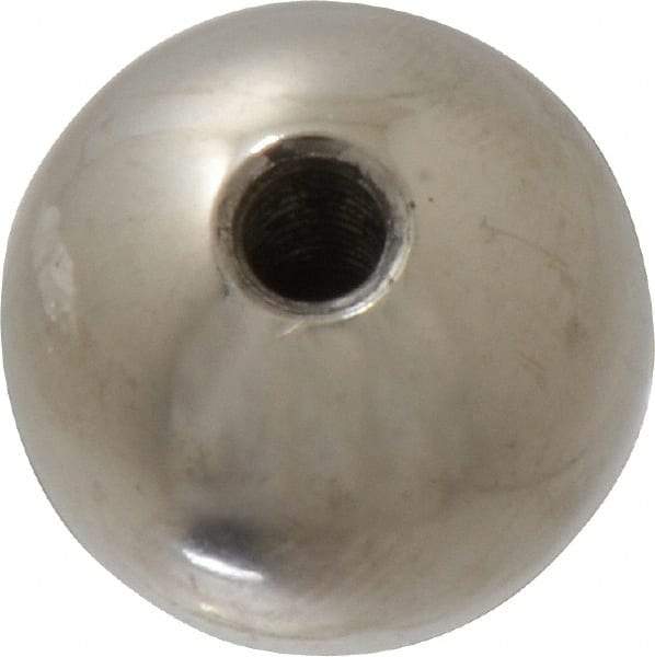 Gibraltar - 10-32 Thread, 3/4" Diam, Threaded Hole Ball Knob - Natural, Stainless Steel, Smooth Grip, 3/8" Hole Depth - Industrial Tool & Supply