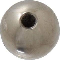 Gibraltar - 10-32 Thread, 3/4" Diam, Threaded Hole Ball Knob - Natural, Stainless Steel, Smooth Grip, 3/8" Hole Depth - Industrial Tool & Supply