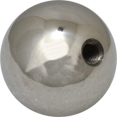 Gibraltar - 10-32 Thread, 1" Diam, Threaded Hole Ball Knob - Natural, Stainless Steel, Smooth Grip, 3/8" Hole Depth - Industrial Tool & Supply