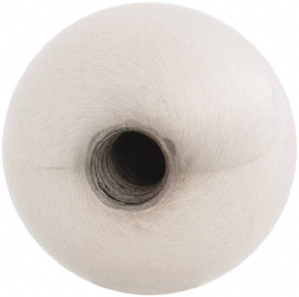 Gibraltar - 1/4-20 Thread, 1" Diam, Threaded Hole Ball Knob - Natural, Stainless Steel, Smooth Grip, 1/2" Hole Depth - Industrial Tool & Supply