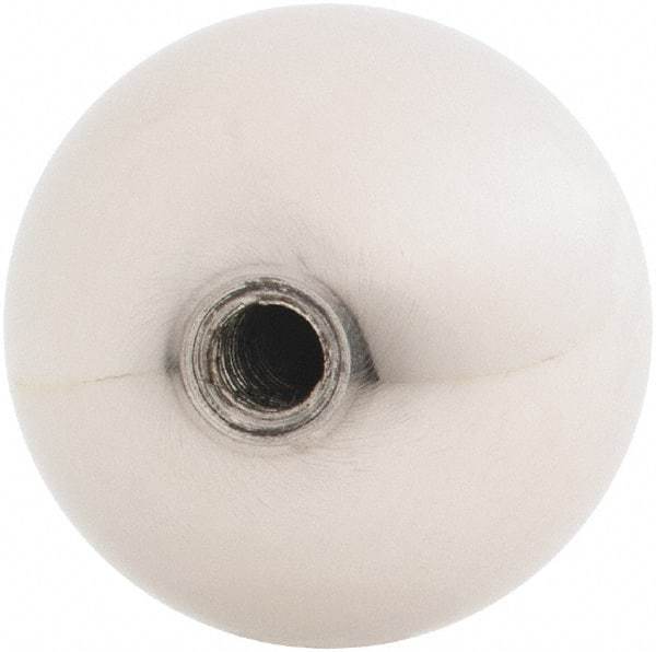 Gibraltar - 1/4-28 Thread, 1.38" Diam, Threaded Hole Ball Knob - Natural, Stainless Steel, Smooth Grip, 5/8" Hole Depth - Industrial Tool & Supply