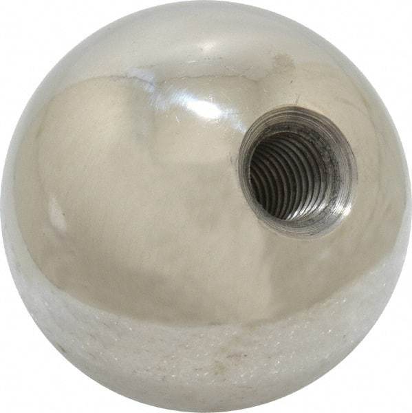 Gibraltar - 5/16-24 Thread, 1.38" Diam, Threaded Hole Ball Knob - Natural, Stainless Steel, Smooth Grip, 5/8" Hole Depth - Industrial Tool & Supply