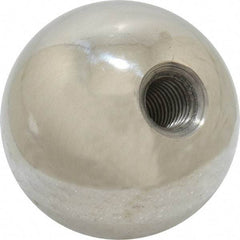 Gibraltar - 5/16-24 Thread, 1.38" Diam, Threaded Hole Ball Knob - Natural, Stainless Steel, Smooth Grip, 5/8" Hole Depth - Industrial Tool & Supply
