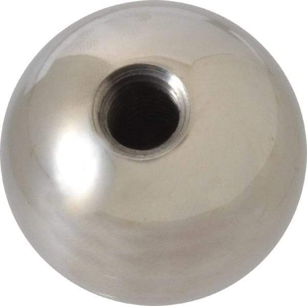 Gibraltar - 3/8-16 Thread, 1.38" Diam, Threaded Hole Ball Knob - Natural, Stainless Steel, Smooth Grip, 5/8" Hole Depth - Industrial Tool & Supply