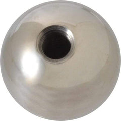 Gibraltar - 3/8-16 Thread, 1.38" Diam, Threaded Hole Ball Knob - Natural, Stainless Steel, Smooth Grip, 5/8" Hole Depth - Industrial Tool & Supply