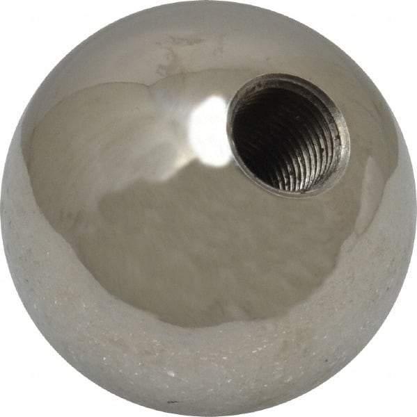 Gibraltar - 3/8-24 Thread, 1.38" Diam, Threaded Hole Ball Knob - Natural, Stainless Steel, Smooth Grip, 5/8" Hole Depth - Industrial Tool & Supply