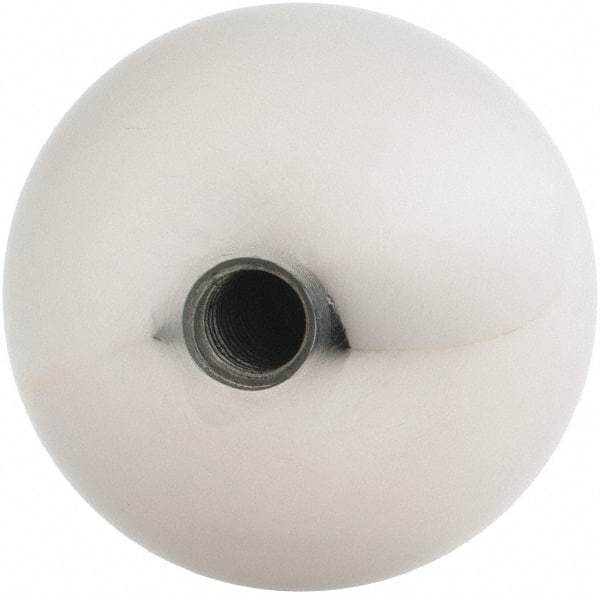 Gibraltar - 3/8-16 Thread, 1.88" Diam, Threaded Hole Ball Knob - Natural, Stainless Steel, Smooth Grip, 3/4" Hole Depth - Industrial Tool & Supply
