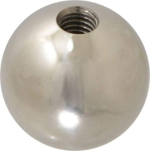 Gibraltar - 1/2-13 Thread, 1.88" Diam, Threaded Hole Ball Knob - Natural, Stainless Steel, Smooth Grip, 3/4" Hole Depth - Industrial Tool & Supply