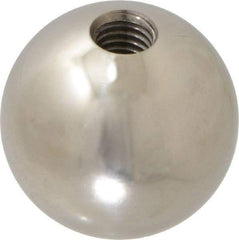 Gibraltar - 1/2-13 Thread, 1.88" Diam, Threaded Hole Ball Knob - Natural, Stainless Steel, Smooth Grip, 3/4" Hole Depth - Industrial Tool & Supply