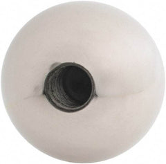Gibraltar - 1/2-20 Thread, 1.88" Diam, Threaded Hole Ball Knob - Natural, Stainless Steel, Smooth Grip, 3/4" Hole Depth - Industrial Tool & Supply