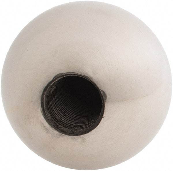 Gibraltar - 5/8-18 Thread, 1.88" Diam, Threaded Hole Ball Knob - Natural, Stainless Steel, Smooth Grip, 3/4" Hole Depth - Industrial Tool & Supply
