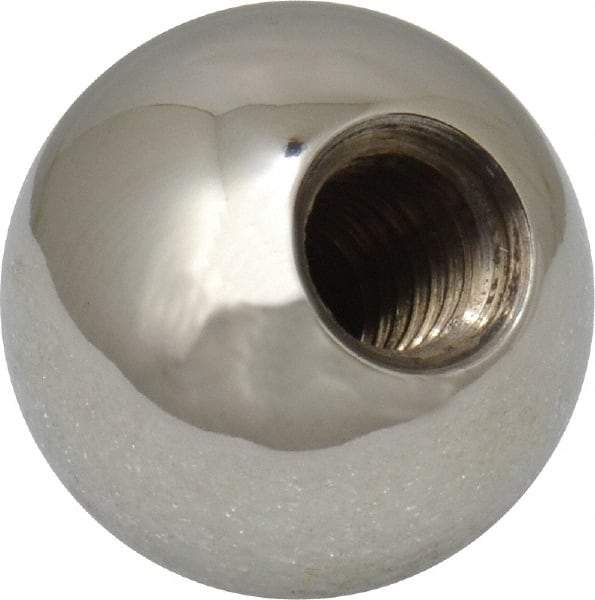 Gibraltar - 3/8-16 Thread, 1" Diam, Threaded Hole Ball Knob - Natural, Stainless Steel, Smooth Grip, 1/2" Hole Depth - Industrial Tool & Supply