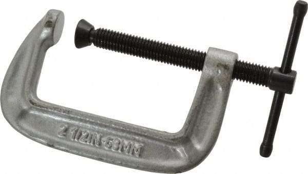 Wilton - Light-Duty 2-1/2" Max Opening, 1-7/16" Throat Depth, Ductile Iron Standard C-Clamp - 850 Lb Capacity, 0" Min Opening, Standard Throat Depth - Industrial Tool & Supply