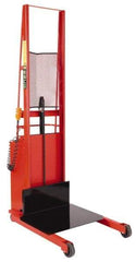 Wesco Industrial Products - 1,000 Lb Capacity, 60" Lift Height, Battery Powered Stacker - 5-3/4" Lowered Height, 15" Load Center, 24" Fork Length, 24" Overall Width - Industrial Tool & Supply