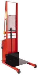 Wesco Industrial Products - 1,000 Lb Capacity, 80" Lift Height, Battery Powered Stacker - 5-3/4" Lowered Height, 15" Load Center, 24" Fork Length, 24" Overall Width - Industrial Tool & Supply