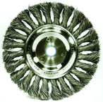 6" Diameter - 1/2-5/8" Arbor Hole - Knot Twist Steel Wire Straight Wheel - Industrial Tool & Supply