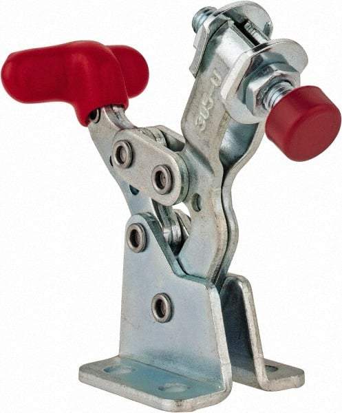 De-Sta-Co - 150 Lb Holding Capacity, Horizontal Handle, Manual Hold Down Toggle Clamp - 170° Handle Movement, 90° Bar Opening, U-Bar, Flanged Base, Electro-Plated Zinc, Carbon Steel - Industrial Tool & Supply