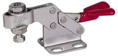 De-Sta-Co - 850 Lb Holding Capacity, Horizontal Handle, Manual Hold Down Toggle Clamp - 59° Handle Movement, 93° Bar Opening, U-Bar, Flanged Base, Electro-Plated Zinc, Stainless Steel - Industrial Tool & Supply