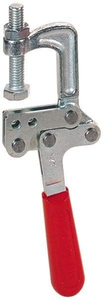 De-Sta-Co - 3558.58 N Load Capacity, 1.25" Throat Depth, 8.28" OAL, Stainless Steel, C Style Plier Clamp - 1.78" Max Jaw Capacity, 1/2-13 Spindle, 2.94" Open Throat Height, Red Handle, Spindle End - Industrial Tool & Supply