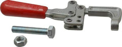 De-Sta-Co - 3558.58 N Load Capacity, 1.25" Throat Depth, 8.28" OAL, Carbon Steel, C Style Plier Clamp - 1.78" Max Jaw Capacity, M12x1.75 Spindle, 2.94" Open Throat Height, Red Handle, Spindle End - Industrial Tool & Supply