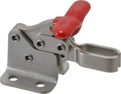 De-Sta-Co - 350 Lb Holding Capacity, Horizontal Handle, Manual Hold Down Toggle Clamp - 173° Handle Movement, 92° Bar Opening, U-Bar, Flanged Base, Electro-Plated Zinc, Stainless Steel - Industrial Tool & Supply