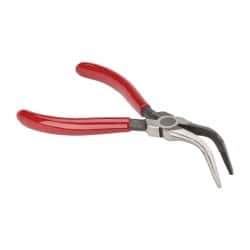 Proto - 6-5/16" OAL, 1-5/8" Jaw Length x 3/4" Jaw Width, Long Nose Bent Nose Pliers - Serrated Jaw, Chain Nose Head, Plastisol Handles - Industrial Tool & Supply