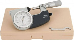 Mitutoyo - 0 to 1 Inch Range, 0.0001 Inch Graduation, Mechanical Indicating Micrometer - Accurate to 0.0001 Inch, Carbide-Tipped Measuring Face, Includes Fitted Plastic Case - Industrial Tool & Supply