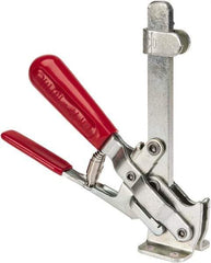 De-Sta-Co - 500 Lb Holding Capacity, Vertical Handle, Manual Hold Down Toggle Clamp - 57° Handle Movement, 99° Bar Opening, Solid Bar, Flanged Base, Electro-Plated Zinc, Carbon Steel - Industrial Tool & Supply