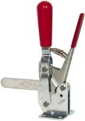 De-Sta-Co - 750 Lb Holding Capacity, Vertical Handle, Manual Hold Down Toggle Clamp - 58° Handle Movement, 103° Bar Opening, Solid Bar, Flanged Base, Electro-Plated Zinc, Carbon Steel - Industrial Tool & Supply