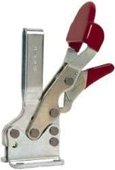 De-Sta-Co - 750 Lb Holding Capacity, Horizontal Handle, Manual Hold Down Toggle Clamp - 70° Handle Movement, 92° Bar Opening, U-Bar, Flanged Base, Electro-Plated Zinc, Carbon Steel - Industrial Tool & Supply