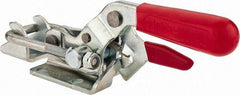 De-Sta-Co - 2,000 Lb Capacity, Horizontal, U Hook, Flanged Base, Carbon Steel Pull Action Latch Clamp - 2-1/2" Drawing Movement, 8.2" OAL, Threaded U Hook, Straight Handle - Industrial Tool & Supply