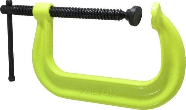 Wilton - Regular-Duty 6-1/16" Max Opening, 4-1/8" Throat Depth, Forged Steel Standard C-Clamp - 6,600 Lb Capacity, 0" Min Opening, Deep Throat, Alloy Steel Screw - Industrial Tool & Supply