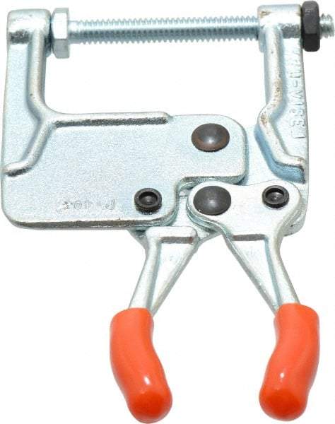 Lapeer - 181.44 Kg Load Capacity, 1-3/16" Throat Depth, 4-3/4" OAL, Carbon Steel, C Style Plier Clamp - 1-15/16" Max Jaw Capacity, 1/4-20 Spindle, 1.94" Open Throat Height, Orange Handle, Spindle End - Industrial Tool & Supply