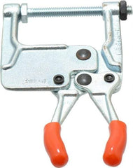 Lapeer - 181.44 Kg Load Capacity, 1-3/16" Throat Depth, 4-3/4" OAL, Carbon Steel, C Style Plier Clamp - 1-15/16" Max Jaw Capacity, 1/4-20 Spindle, 1.94" Open Throat Height, Orange Handle, Spindle End - Industrial Tool & Supply